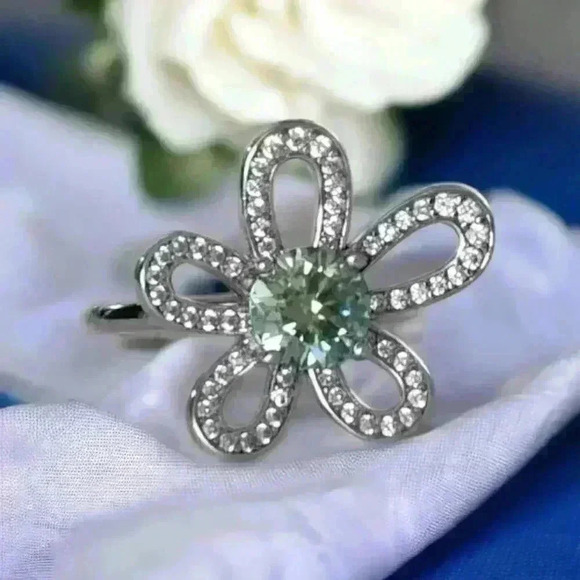 🆕️Moissanite Flower Adjustable Ring Platinum Plated S925 Silver Certified 1CT - Picture 10 of 16